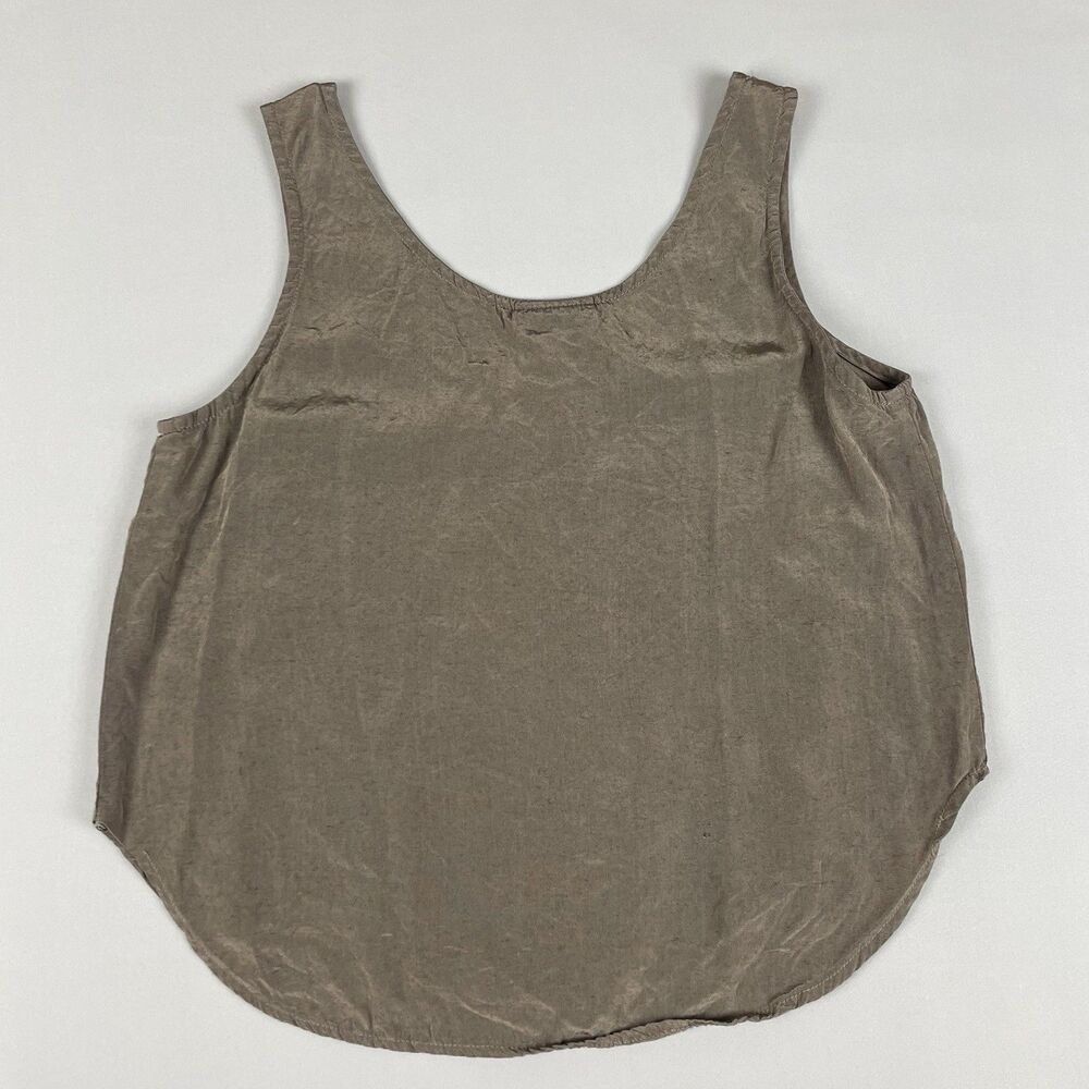 Benjamin Jay Boutique Sleeveless Silky Tank Top Women’s 12 Green/Brown Vintage - Picture 5 of 11